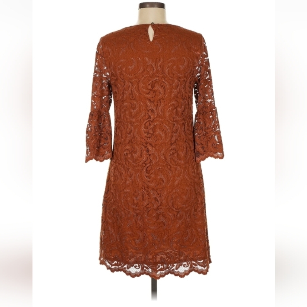 Garnet Hill Lace Dress Size 6 Rust Brown Excellent - Picture 5 of 9